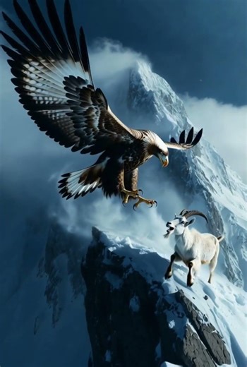 King of the Sky: Golden Eagle Attacks Mountain Goat on Peak