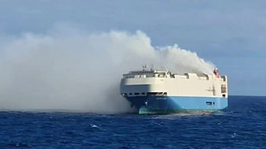 Cargo ship full of luxury cars caught on fire in Atlantic