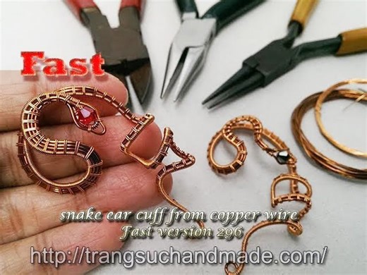 Snake ear cuff from copper wire - Fast version 296