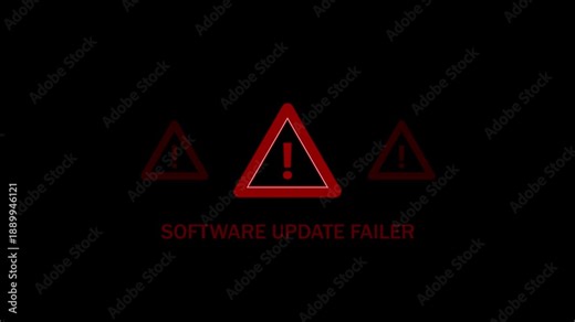 Software update failed warning alert. Cyber security defense and secure digital systems protection against cyber attacks.Urgent threat notification concept
