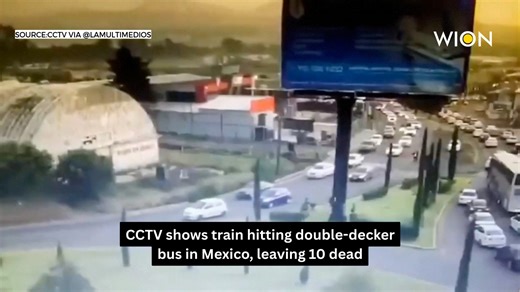 CCTV shows train hitting double-decker bus in Mexico, leaving 10 dead #MexicoBusCrash #Mexico | WION