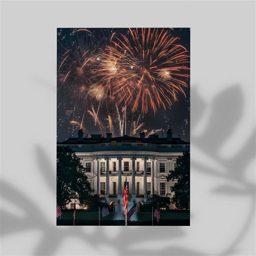 White House 4th of July Fireworks Poster, Wall Decor USA National Symbol Style Print, 250 Years of America Commemoration Modern Home Decor - Etsy