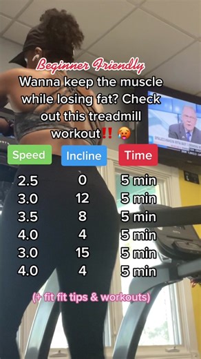 Fast Burning Treadmill Workout 4. This will give you a workout no matter your fitness level! #fitness #fatburningworkouts #fatburningcardio #fitnesstok #gymtok #girlgymtok #cardioworkout #cardioforfatloss #cardioforbeginners #treadmillworkout #cardio #blackfitness #bodybylatoya