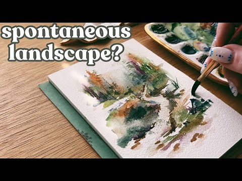 Using spontaneous painting techniques to paint a watercolor landscape with out any planning