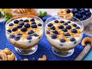 5 minutes and it's ready! Creamy blueberry dessert in a glass. #627