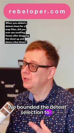 Detent changes fire often, so heavy work tied to them can stall rendering fast. Book a mentoring session → https://rebeloper.com #rebeloper #detents #actorisolation #renderloop #mapkit