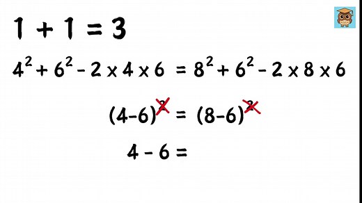 Spot the error in this fake proof that claims 1 plus 1 equals 3