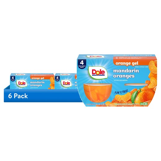 (6 pack) Dole Fruit Bowls Mandarin Oranges in Orange Gel, 4.3 oz Cups (4 Pack)