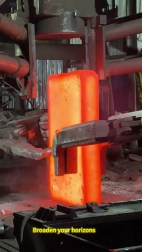 The forging process of a red hot iron block #Forging