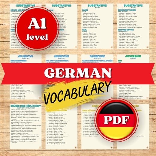 German A1 Vocabulary Study Guide: Printable PDF Bundle - Etsy