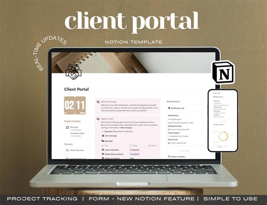 Notion Client Portal Template: Project Management Dashboard, Client Tracker and Business Hub - Etsy