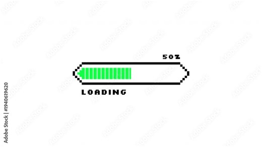 Retro 8-Bit Loading Screen Animation From 0 to 100 Percent Full Bar