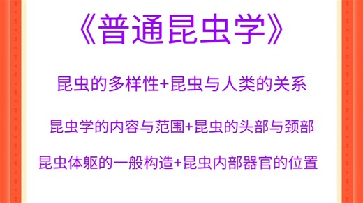 《普通昆虫学》+昆虫的多样性+昆虫与人类的关系+昆虫学的内容与范围+昆虫的头部与颈部+昆虫体躯的一般构造+昆虫内部器官的位置