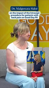 Suffering from lower back pain? Dr. Malgorzata Sidor is sharing the information you need to know about the Intracept procedure at WellSpan with Amy Kehm TV at Good Day PA on ABC27. Volume up to learn more about the minimally invasive treatment changing the game and relieving lower back pain. | WellSpan Health