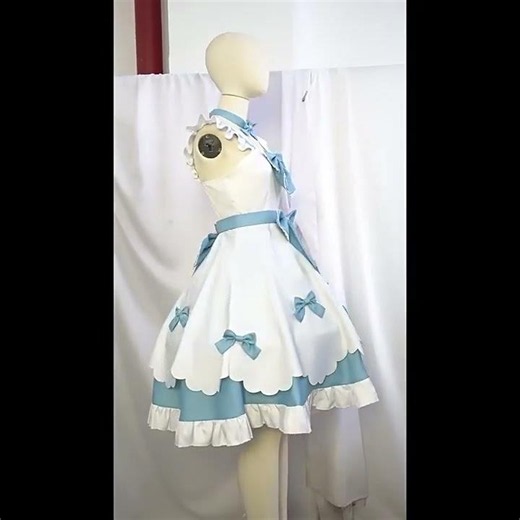 Game Escape the Scary Night Anna Cosplay Costume Cute Blue & White Dress Set Comic Con Party