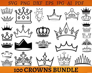 100 CROWN SVG BUNDLE King Crown Svg Cut File Princess Tiara Cricut Svg Queen Crown Silhouette Royal Crown Clipart Svg Png Dxf Eps Jpg Ai Pdf - Etsy