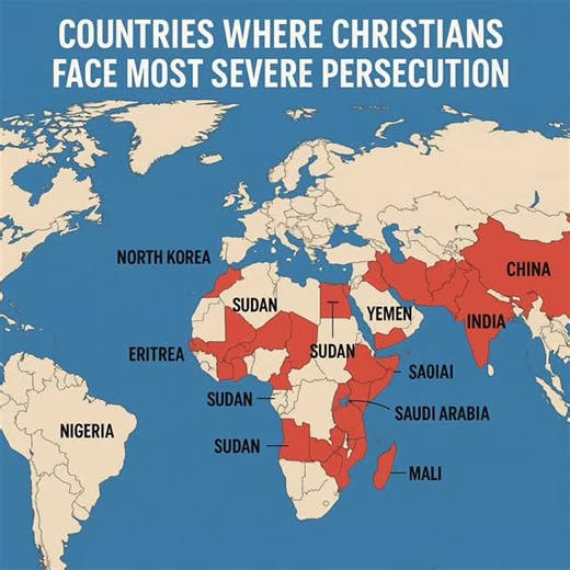 1. Who’s on the list? Using the Open Doors World Watch List 2025, these are the top 15 countries where Christians face the most extreme persecution (rank in brackets): North Korea (1) Somalia (2) Yemen (3) Libya (4) Sudan (5) Eritrea (6) Nigeria (7) Pakistan (8) Iran (9) Afghanistan (10) India (11) Saudi Arabia (12) Myanmar (Burma) (13) Mali (14) China (15) | Oluwakemi Odujinrin