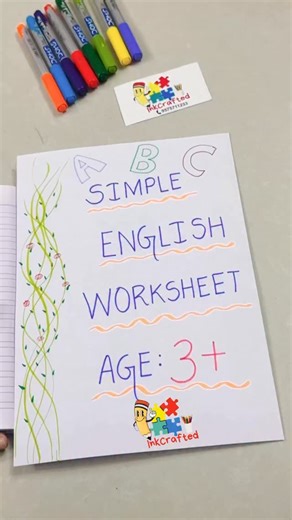 INKCRAFTED on Instagram: "Learning English becomes joyful when it starts with the right foundation ✨ This English worksheet for age 3+ is specially designed to introduce little learners to early language concepts in a simple, playful, and stress-free way. At this age, children learn best through visuals, repetition, and hands-on activities—and this worksheet includes all three. The activities focus on basic English skills such as letter recognition, identifying pictures, matching objects with le