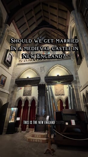 Would you get married in a medieval castle in New England? Have you ever been to the Hammond Castle in Gloucester Massachusetts? Do you know anyone who’s gotten married here? It was built in the late 1920s by inventor John Hayes Hammond Junior. He always wanted his home to be a museum in the future. Walking through it together, you can feel the curiosity and imagination in every stone corridor, especially when you step in the great hall with its soaring ceilings and massive pipe organ. It’s a pl