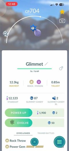 #pokemongo Glimmet Evolution into Glimmora + Dex Entry