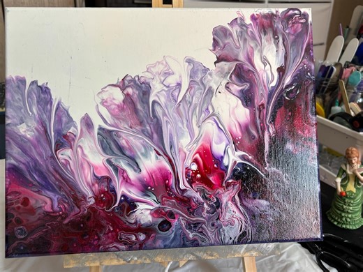 Original Custom Made Acrylic Dutch Pour in Violets and Pinks. - Etsy