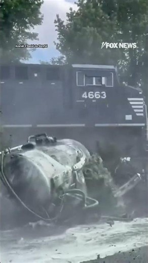SHOCKING: Train strikes septic truck as it crosses tracks #foxnews #news #shorts #train #crash