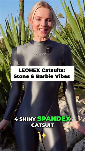 LEOHEX Spandex Catsuit Review Shiny Graphic Stone Color!