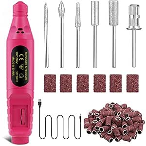 Electric Nail Drill Portable Flawless Salon Nails Kit, Electronic Nail File and Full Manicure and Pedicure Tool, Gifts for Women (Rose Red)