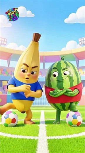 Banana vs Watermelon Soccer! ⚽ Learn Colors Red & Blue 🍌🍉 #shorts