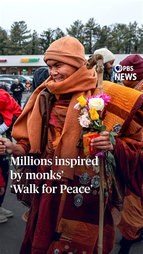A group of 19 Buddhist monks completed their 2,300-mile journey to the nation's capital earlier this week as they spread messages of mindfulness, compassion and peace during their months on the road. In October, the monks and their rescue dog, Aloka, left Fort Worth, Texas, en route to Washington, D.C., for what they called “The Walk for Peace.” Along their journey, the monks from the Huong Dao Vipassana Bhavana Center greeted well-wishers with blessings, smiles and thousands of peace bracelets 