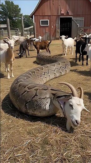 The goat's unwavering attitude saved her. #animals #battle #python #goat