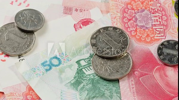 Detailed close up of 100 Yuan, the Chinese currency. 100 Renminbi the highest denomination of china's money. Footage of chinese banknotes. Counting money, finance