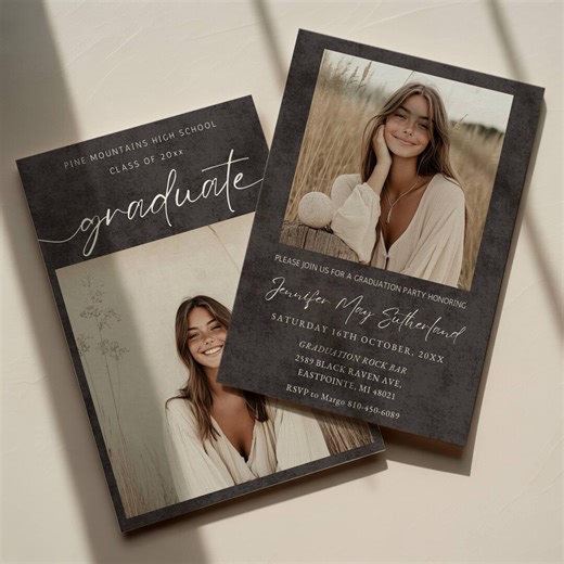 Minimalist Graduation Photo Invitation, Modern Grad Party Announcement, Senior Class 2026, Homecoming - Etsy