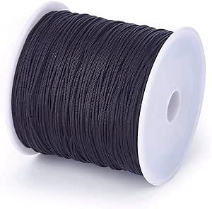 Cheriswelry 100Yard 0.8mm Braided Nylon Cord Black Beading String Thread Roll Lift Shade Cord for Jewelry Making Kumihimo Knotting Wrapping Beading Supplies DIY Crafts