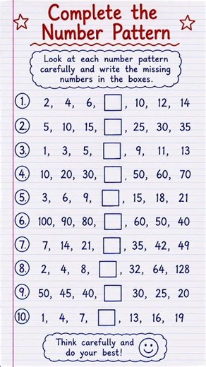 Complete the Number Pattern | Number Sequence Puzzle | Math Challenge