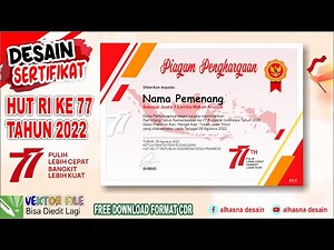Desain Sertifikat Piagam HUT RI ke 77 dengan CorelDraw | Free Download