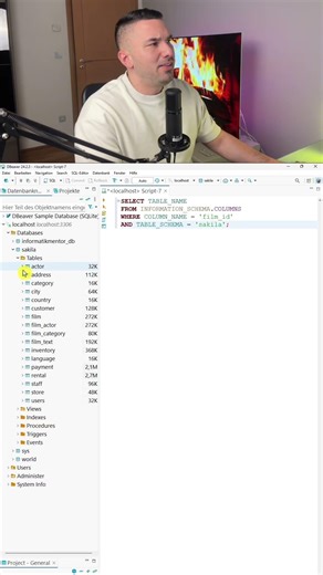 In SQL, you have the ability to find a column in your entire database. #sql #studies
