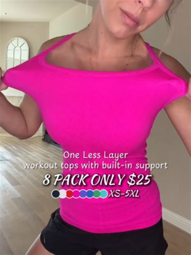 𝟴 𝙥𝙖𝙘𝙠 𝙛𝙤𝙧 $𝟮𝟱⁉️Women Workout Tank Tops with Built in Bra—Basic Ribbed Tank Top Crew Neck Racerback Athletic Camisole Seamles