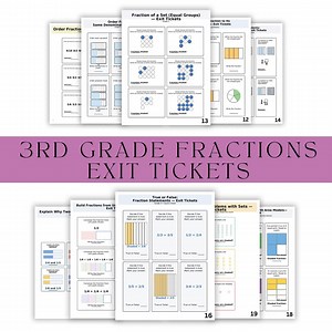 3rd Grade Fractions Exit Tickets | Printable Worksheets | Instant Download PDF Math Practice - Etsy Canada
