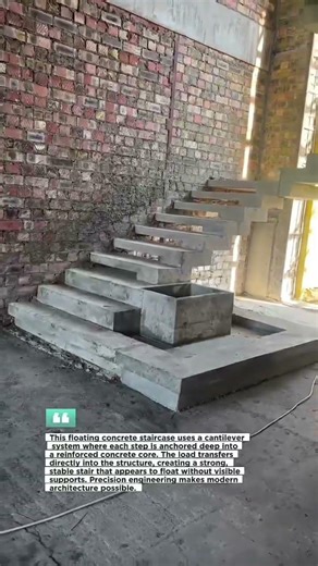 Floating Concrete Staircase Built with Cantilever System #ConcreteStairs #ConstructionUSA #Shorts