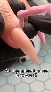 Do you need base coat? The answer is no (on acrylic at least!) Personally, I don’t use base because I try to minimize the layers of gel polish I’m using to ensure a sharp shape and I find it unnecessary. Instead of base, I leave a texture on my acrylic for the gel to adhere to, this will avoid any peeling. During the times I’m doing designs, I use acetone to “melt” some of the texture to avoid it bleeding. Imagine those scratches and the polish grabbing onto each other, which is also a good idea