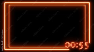 Countdown in Neon frame. 60 sec Countdown. 29.97 FPS, Countdown Background, Footage for different events and projects!!! Drop it over your current footage & composite using Add or Screen blend modes