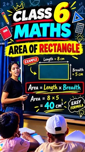 📐 Class 6 Maths | Area of Rectangle Explained Easily 🔥 | Formula & Example #shorts