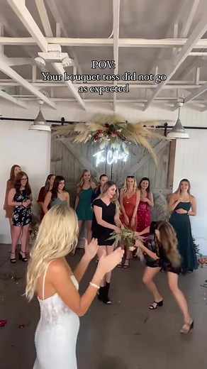 Funny Wedding Bouquet Toss Moment