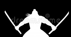 Samurai Warrior Two Swords 2D Animation Stock Footage - Video of hair, japanese: 92505262