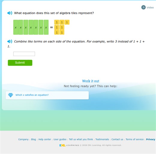 ▷ Video What equation does this set of algebra tiles represent?... | Filo