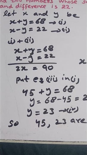 Math Shortcut: Sum 68, Diff 22