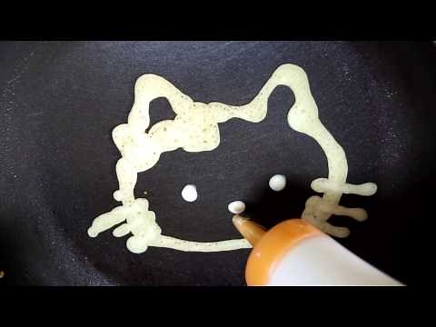キティーちゃんのパンケーキを焼いてみた！pancake art （これがニッポンのパンケーキアートだ）