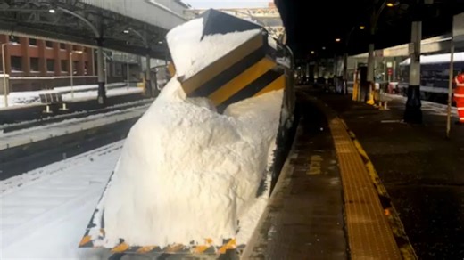 Watch: Train Clears Heavy Snow Off Tracks In Scotland