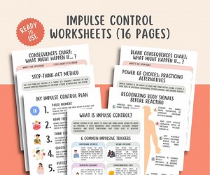Impulse Control Worksheets (16 Pages), Self Regulation, Anger Management, Teens and Adults Therapy Tools, Emotions Worksheets, Mental Health - Etsy UK